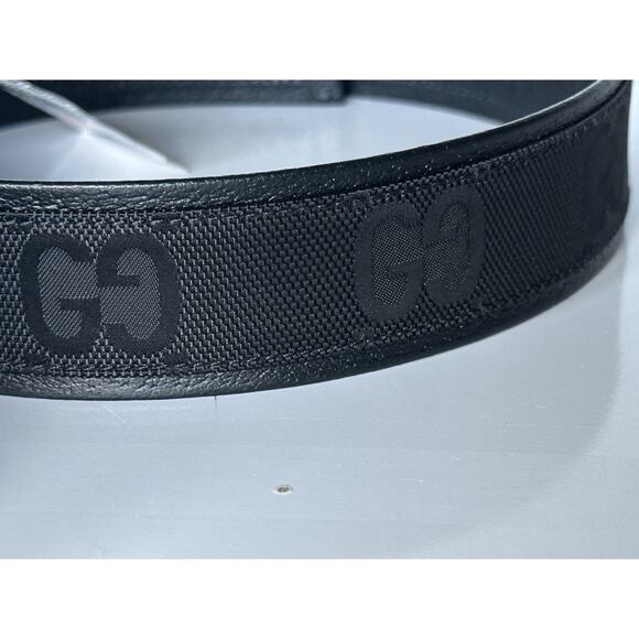 Gucci Women\'s GG Supreme Monogram Leather/Fabric Belt Black 80/32 IT 684485 NIB main image 6